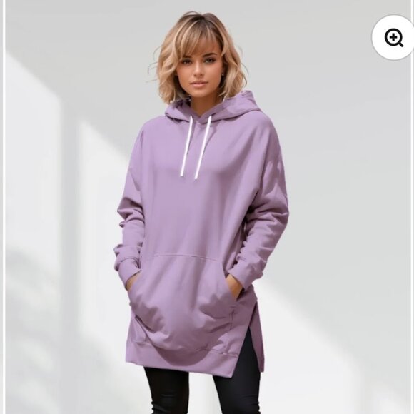 THE WARMY OVERSIZED HOODIE DRESS/SWEATSHIRT 'IRIS LAVENDER' - Picture 9 of 15